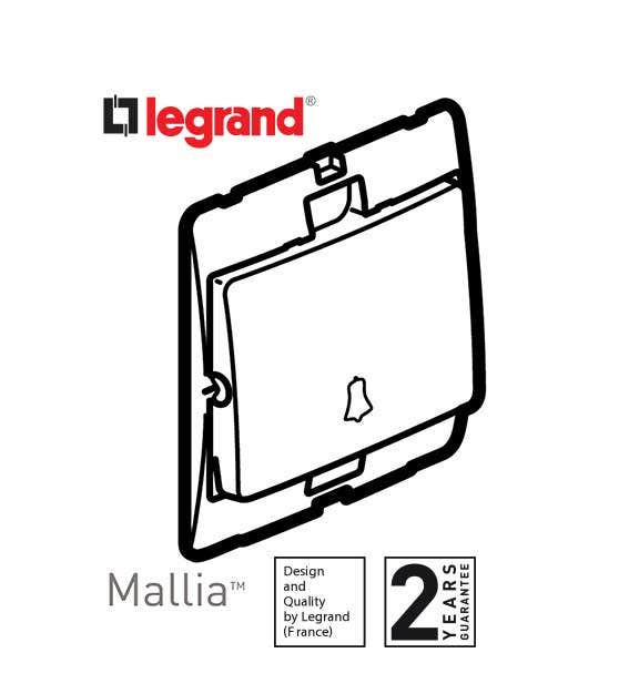 DISCONTINUED LEGRAND - Push-Button Mallia, N/O Contact, with Bell Symbol, 10 A, 250 V~, Silver