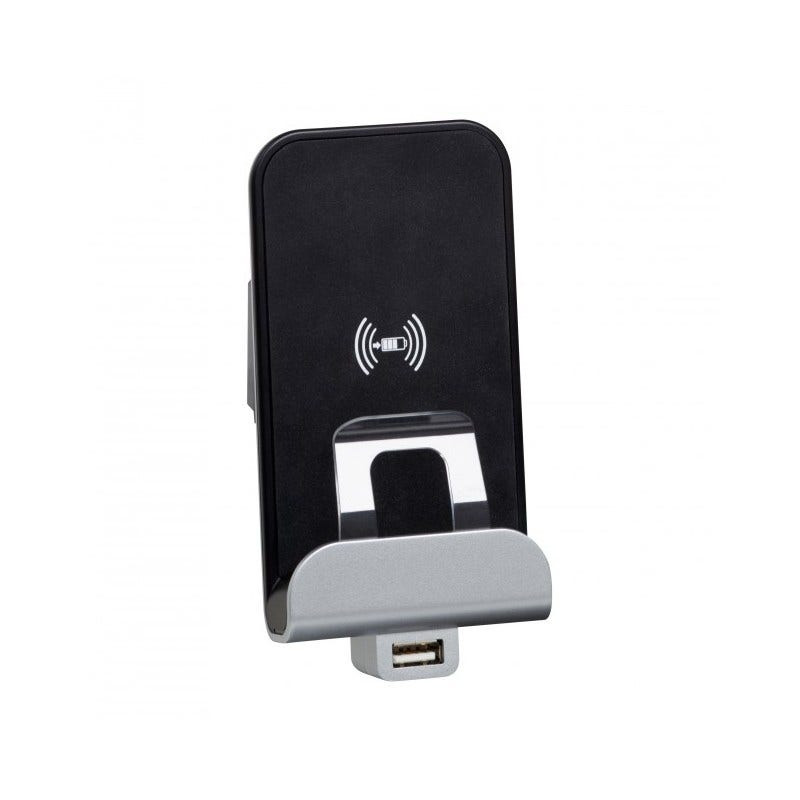 LEGRAND - Wireless Charger + Type A USB Mosaic, White with Metallic Finishing Plate