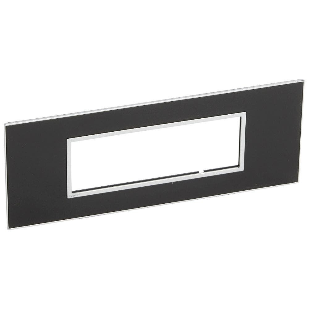 LEGRAND - Plate Arteor, British Standard, Square, 6 Modules, Mirror Black