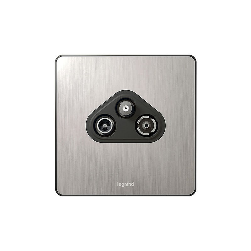 ليجراند - مقبس TV-R-SAT معزول Synergy Sleek، Brushed Stainless Steel