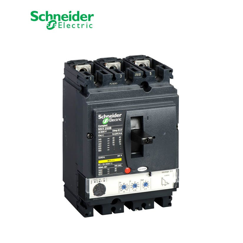 SCHNEIDER - MCCB Breaker, ComPact NSX250N, 50kA at 415 VAC, MicroLogic 2.2 Trip Unit 160A, 3P 3d