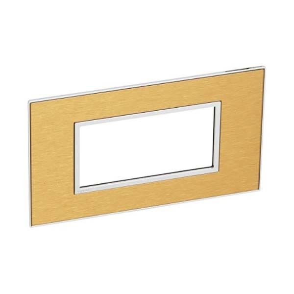 LEGRAND - Plate Arteor, Italian/French/German, Square, 4 Modules, Gold Brass