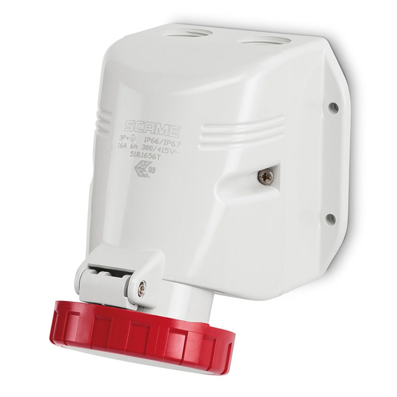 SCAME - Surface Mounting Socket, 32A, 3P+N+E, IP66/IP67/IP69, 6H, 346-415V, 50Hz 60Hz, Screw Terminals