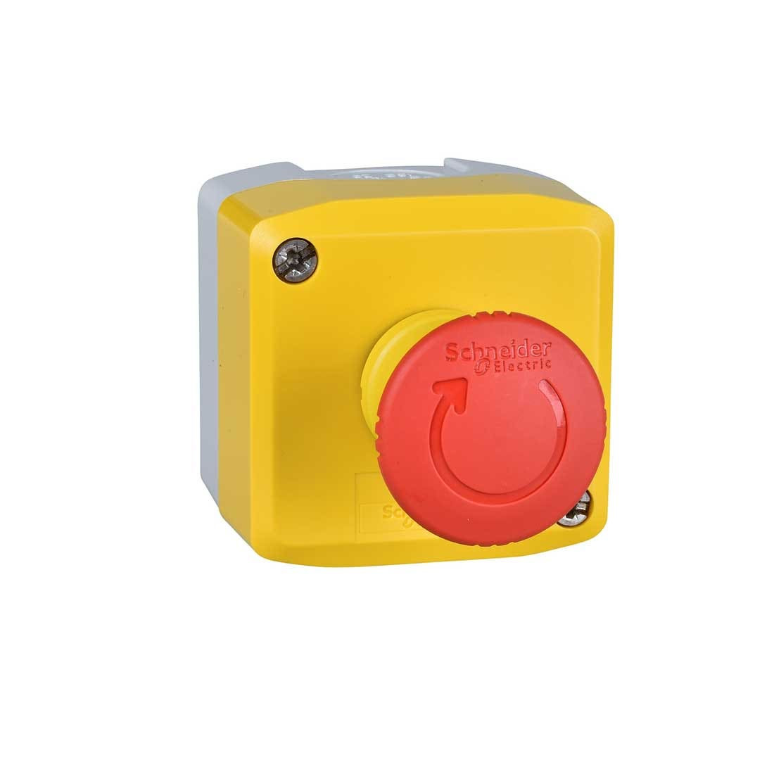 SCHNEIDER - Yellow Station, 1 Red Mushroom Head Pushbutton ˜40 Turn To Release 1Nc