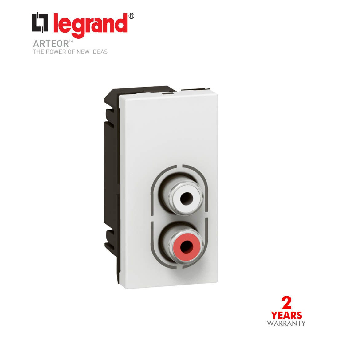 LEGRAND - Audio Video Socket 2Xfemale RCA 1Mod, White Arteor