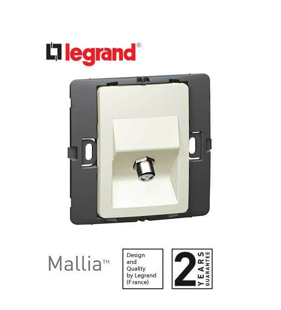 DISCONTINUED LEGRAND - TV Socket Mallia, Female 'F' Type Socket, Pearl