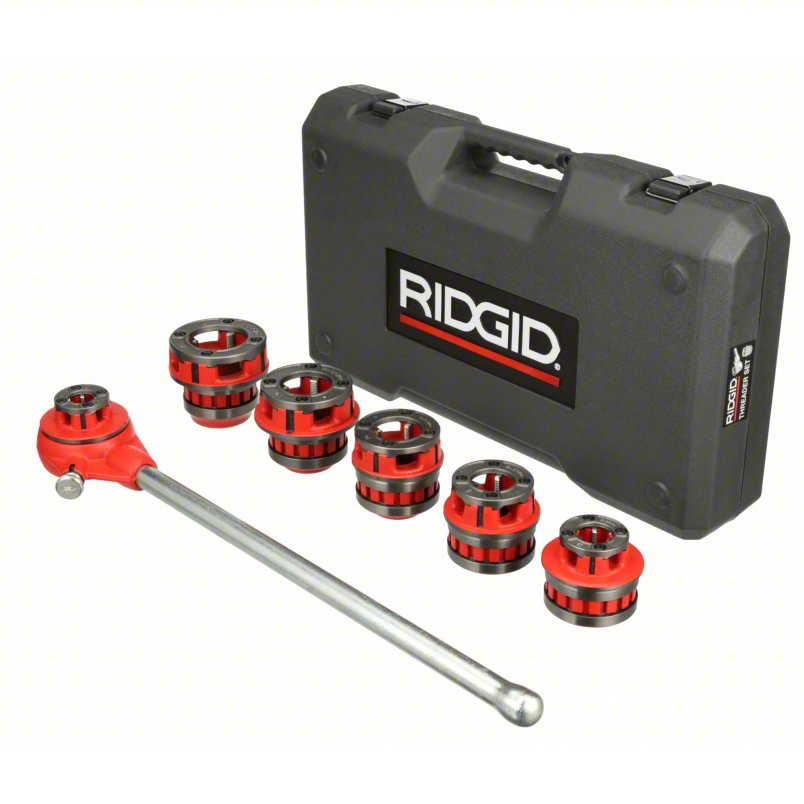 Manual Ratchet Pipe Threader, 1/2 to 2 inch, 6 Die Heads, NPT, Right Hand