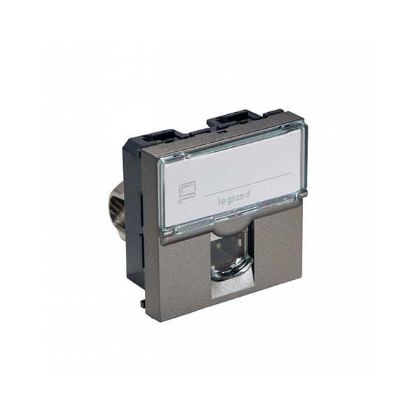 LEGRAND - Data Socket Arteor, RJ45, Cat.6, STP, Square, 2 Modules, Magnesium