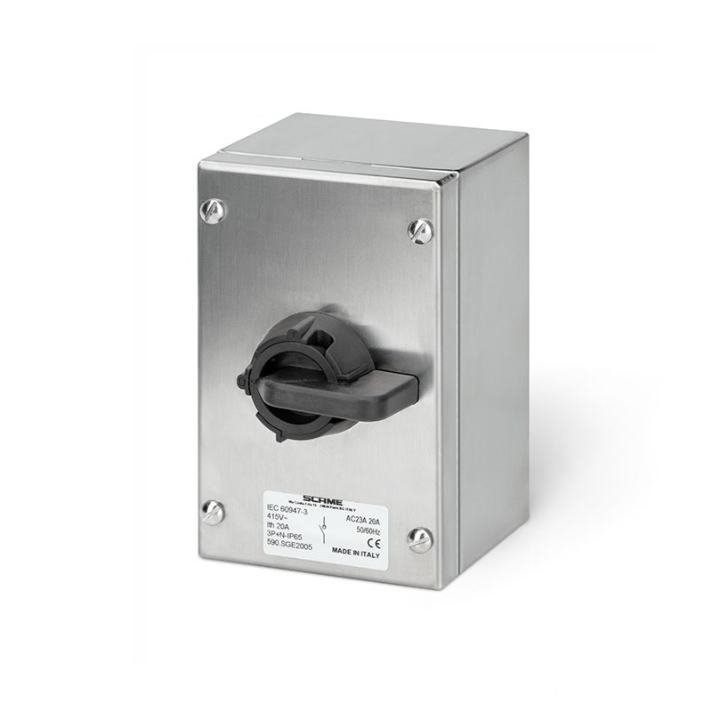 SCAME - Enclosed Switch Disconnector, 20A, 3P, IP65, 100x160x90mm, Y1, IK10, General, Grey/Black