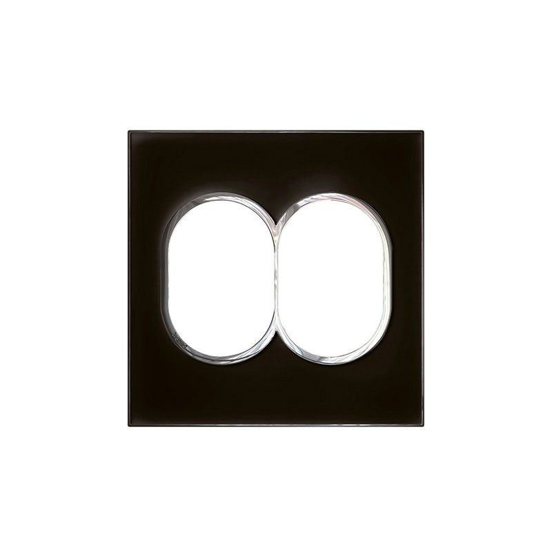 LEGRAND - Plate Arteor, Italian/US, 2x3 Modules, Round, 4"x4", Mirror Black