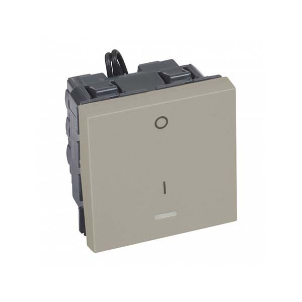 LEGRAND - 1-Way Double Pole Switch Arteor, with Indicator, 20A, Square, 2 Modules, Champagne
