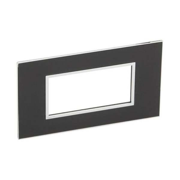 LEGRAND - Plate Arteor, Italian/French/German, Square, 4 Modules, Mirror Black