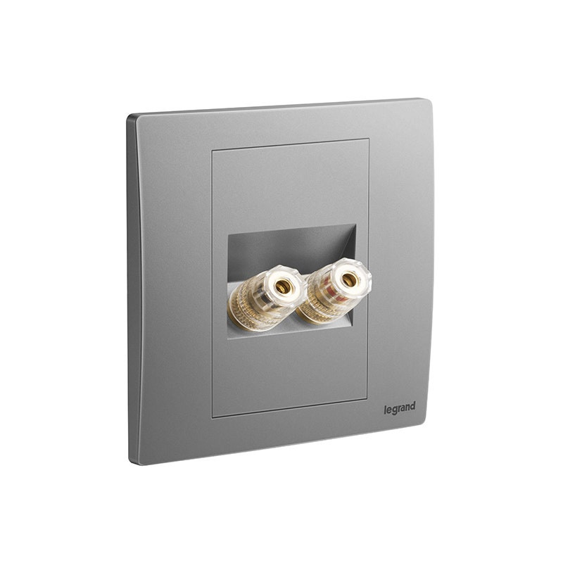 LEGRAND - Single Loudspeaker Socket Outlet Mallia Senses, 1 Gang, Dark Silver