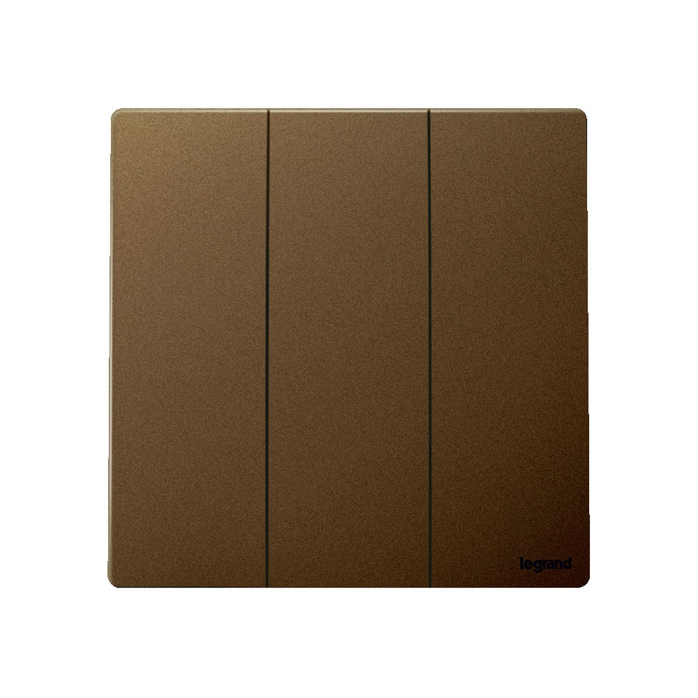 LEGRAND - Single Pole Switch Mallia, 3 Gang, 2 Way, 20 AX, 250 V~, Dark Bronze