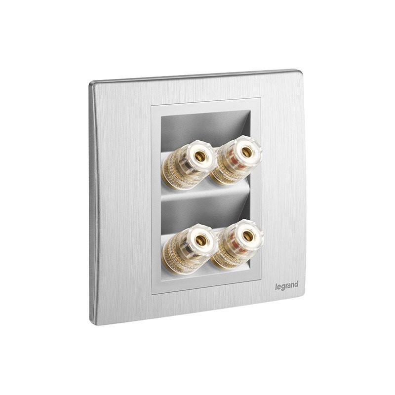 LEGRAND - Single Loudspeaker Socket Outlet Mallia Senses, 2 Gang, Brushed Aluminium
