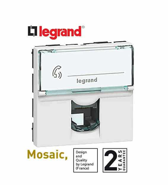 LEGRAND - Telephone Socket Mosaic, RJ12, 6 Contacts, 2 Modules, White