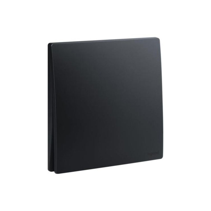 ليجراند - زر الضغط Mallia Senses، مفرد، 10A، 250V، بدون علامات، Matt Black