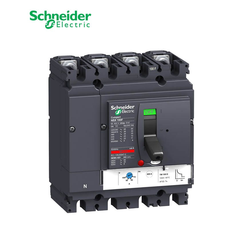 SCHNEIDER - MCCB Breaker, ComPact NSX100F, 36 kA at 415 VAC, TMD Trip Unit 40A, 4P 4d