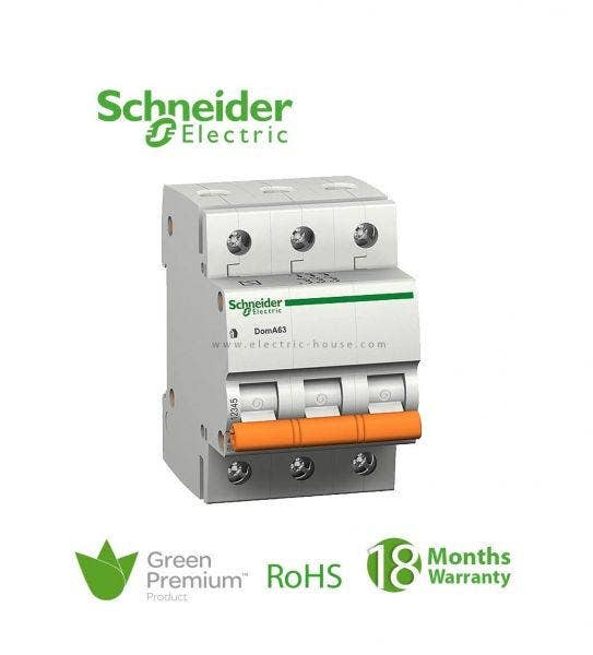 SCHNEIDER - MCB Breaker, Domae, 3P, 40A, C curve, 6000A