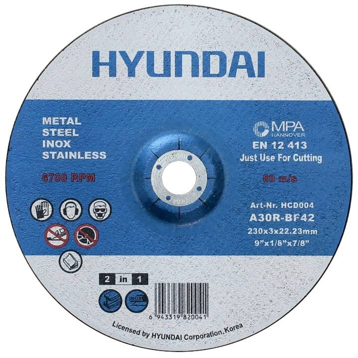 Iron and Stainless Steel Cutting Stone | Hyundai - Iron Cutting Stone 9" - 230 x 3 x 22 mm HCD004 Hyundai