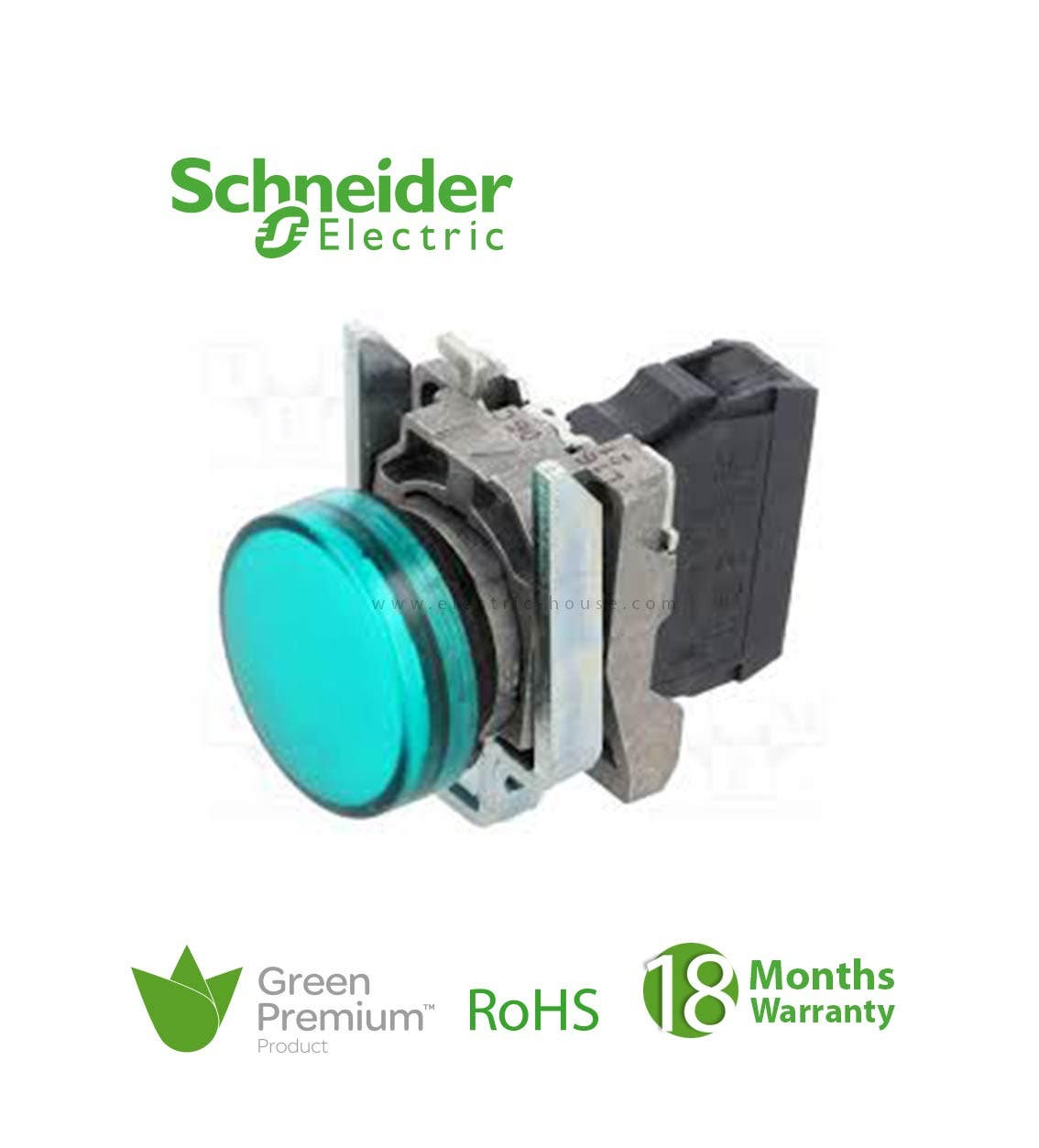 SCHNEIDER - Pilot Light Integral Led, 24V AC/DC, Green