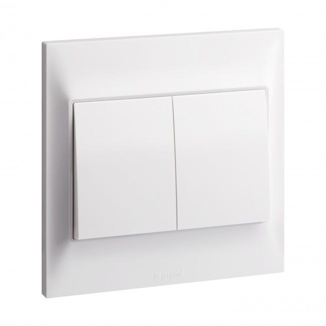 LEGRAND - Single pole switch Belanko S - 16A x 250V~ - 2 gang - 1-way switch - White