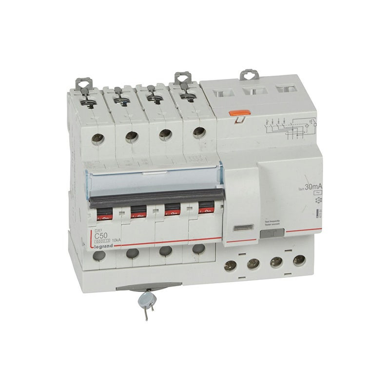 ليجراند - RCBO DX3، 6000A، 4 أقطاب، 50A، 400V، منحنى C، AC، 30mA