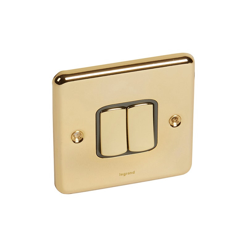 LEGRAND - Switch Synergy Authentic, 2 Gang, 2 Way, 20AX, 250V, Glossy Gold