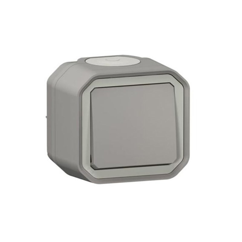 LEGRAND - Push-Button Plexo, IP55, N/O Contact, 10A, Surface Mounting, Grey