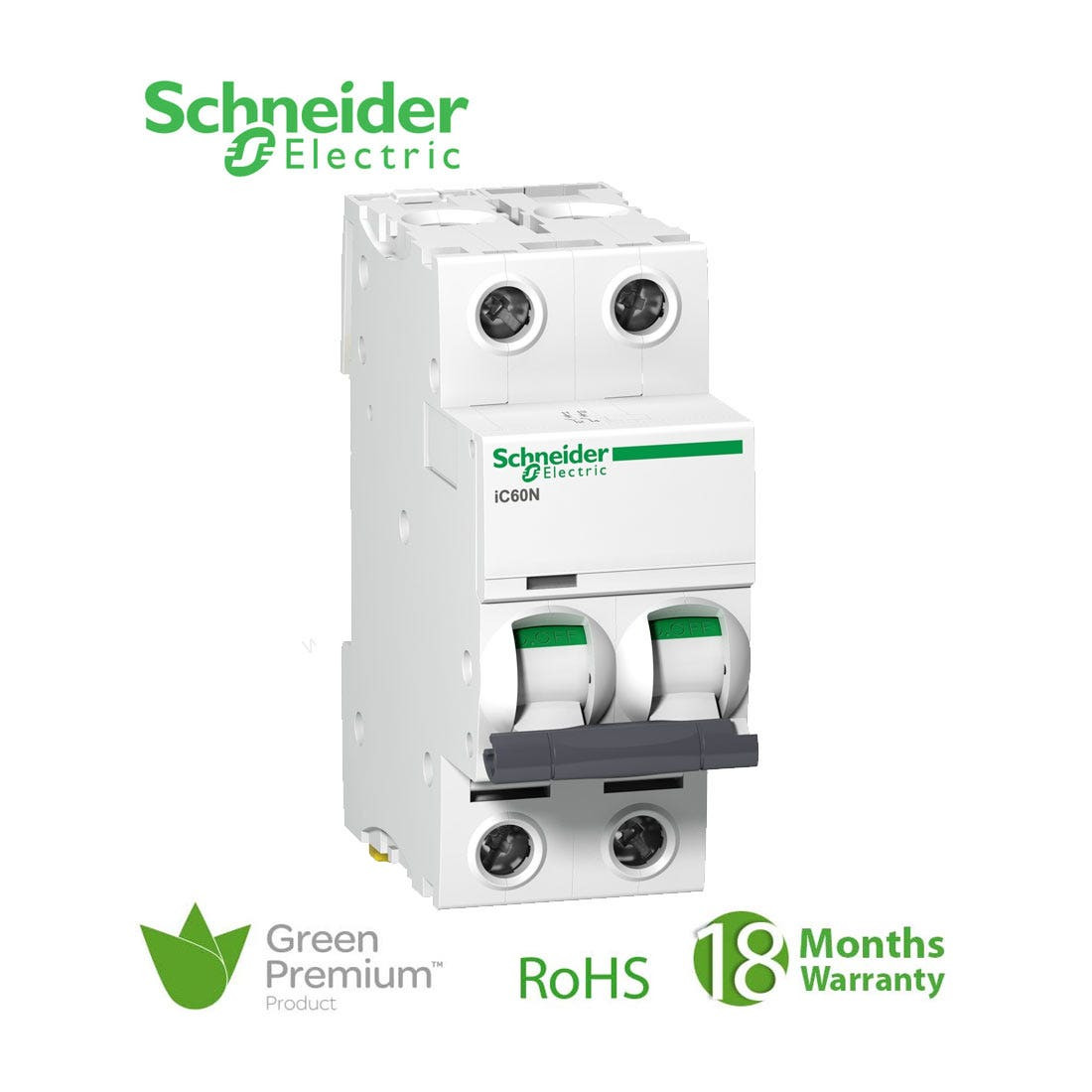 SCHNEIDER - MCB Breaker, Acti9 iC60N, 2P, 3A, C curve 