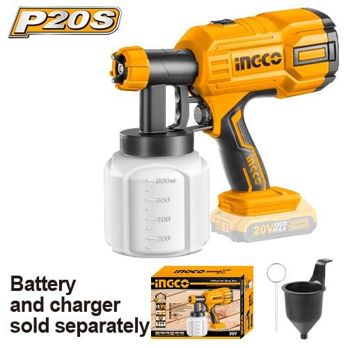 Cordless spray gun 20V 800mL Without charger & battery مسدس رش دهان 20 فولت 800 ملي شحن بدون بطارية وشاحن