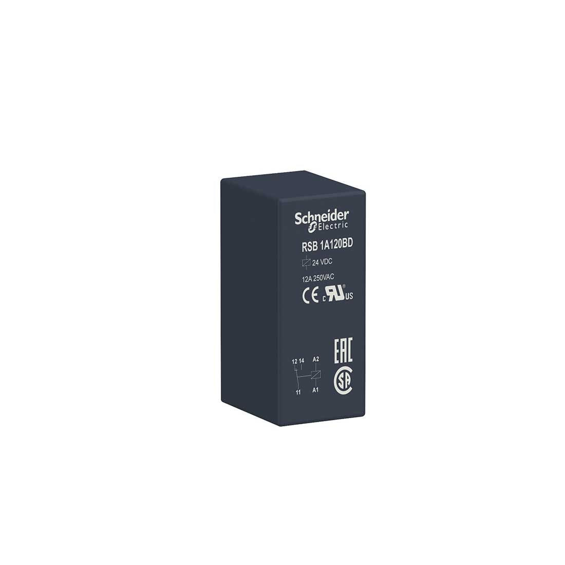 SCHNEIDER - Interface Plug-In Relay, Zelio Rsb, 1 C/O, 24 V DC, 12 A