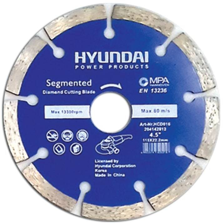 Diamond Cutting Disc Grooved | Hyundai - Diamond Cutting Disc (4.5") Grooved Model HCD016 Hyundai
