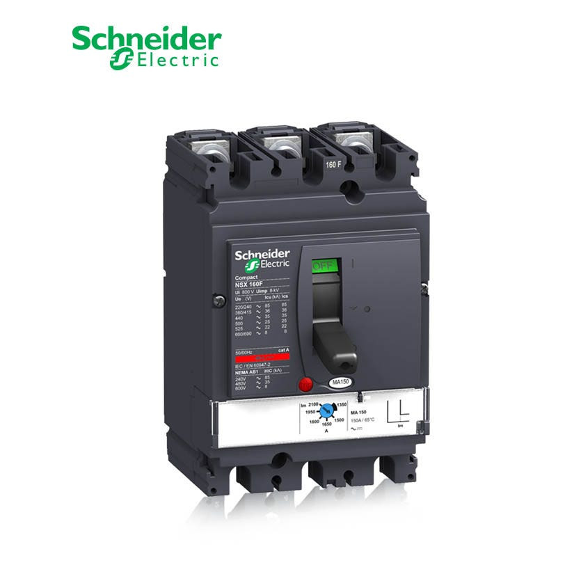 SCHNEIDER - MCCB Breaker, ComPact NSX160F, 3P 3d, 36kA at 415 VAC, MA Trip Unit 100A