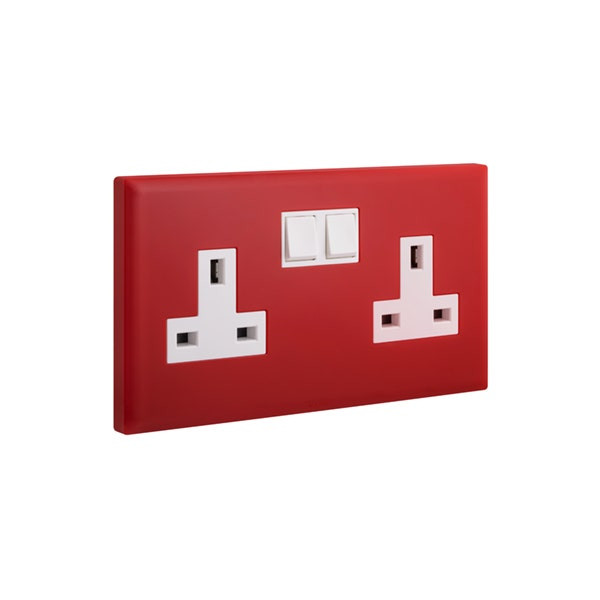 ليجراند - مقبس إلوي، بريطاني، مجوز، أحادي القطب، Switched + نيون، 13A، 250V، أحمر