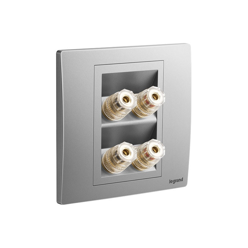 LEGRAND - Single Loudspeaker Socket Outlet Mallia Senses, 2 Gang, Dark Silver