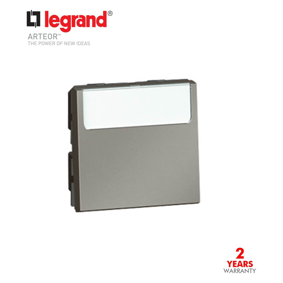 LEGRAND - 2-Way Push-Button Arteor, with Label Holder, 2 Modules, Magnesium
