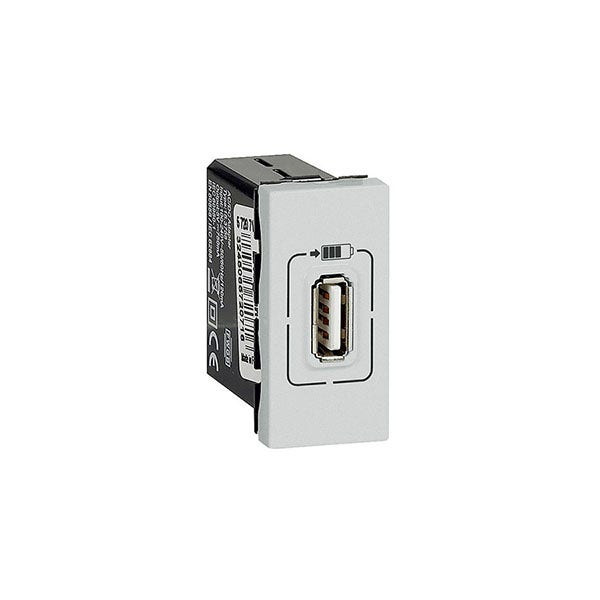 LEGRAND - USB Power Supply Charger Arteor, Single USB Socket, 5V, 1.5A, 1 Module, Soft Aluminium