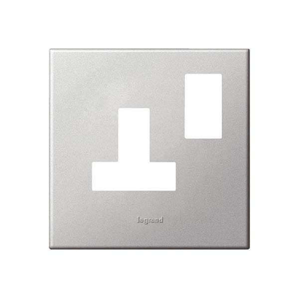 LEGRAND - Plate Arteor, for 5/13A Switched Sockets 1 Gang, BS, Soft Aluminium