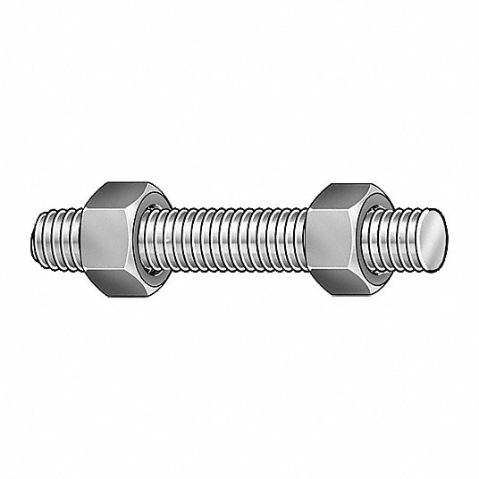 Fully Threaded Stud, Steel, Grade B7, 1-1/8