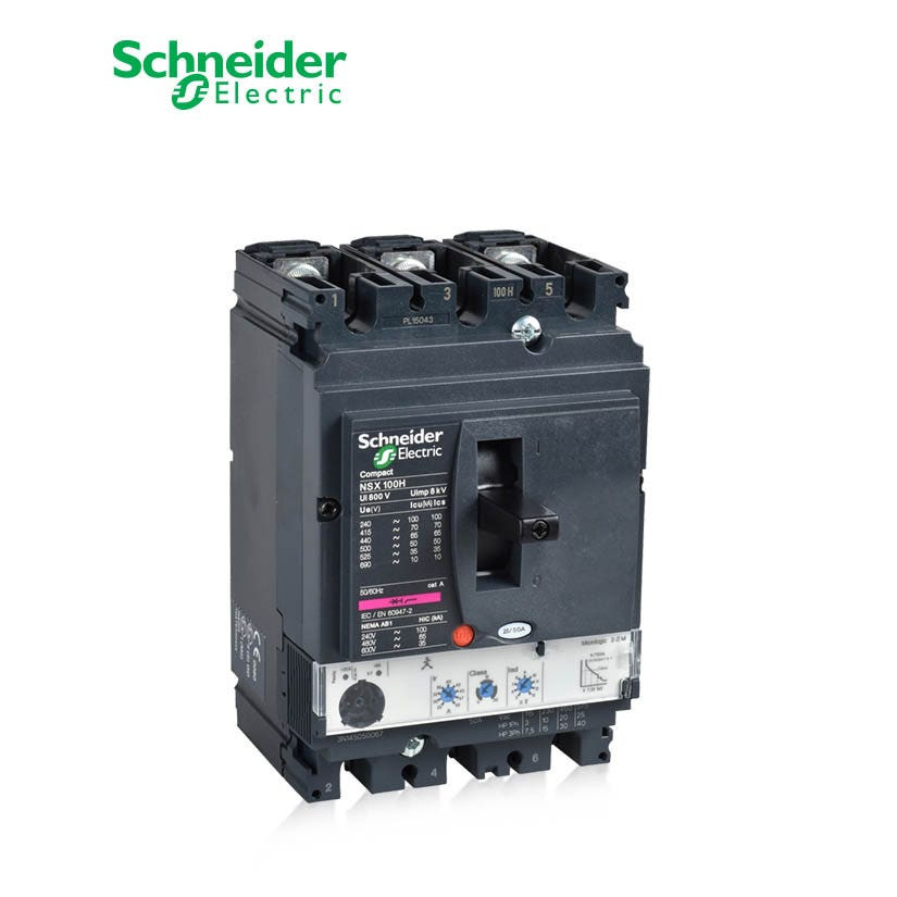 SCHNEIDER - MCCB Breaker, ComPact NSX100N, 3P 3d, 50kA at 415 VAC, MicroLogic 2.2 M Trip Unit 100A