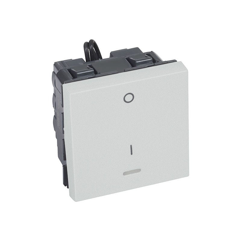 LEGRAND - Double Pole Switch Arteor, 1 Way, 20AX 250V~, 2 Modules, with Indicator, Soft Aluminum