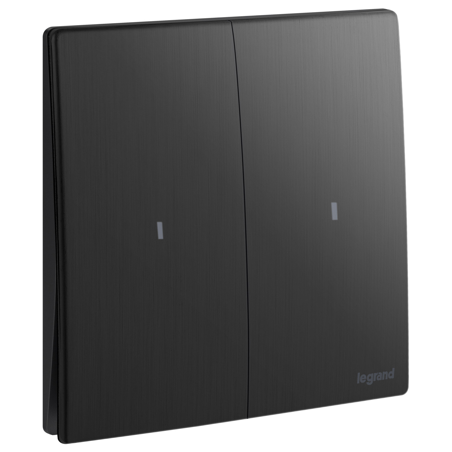 LEGRAND - Illuminated Switch Mallia, 2 Gang, 1 Way, 16 AX, 250 V~, Brushed Black
