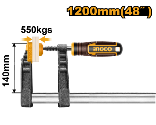 Ingco F Clamp 48" size:140x1200mm مربط نجارين 48 بوصة