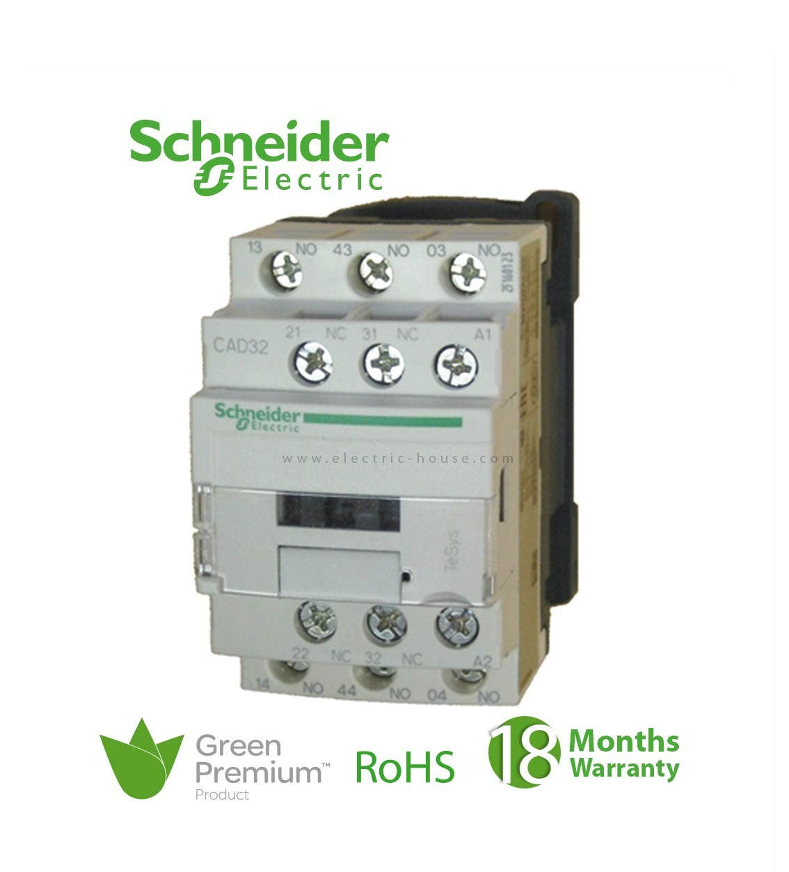 SCHNEIDER - Control Relay 10 A, 3No + 2Nc 220V AC Co, Tesys D 