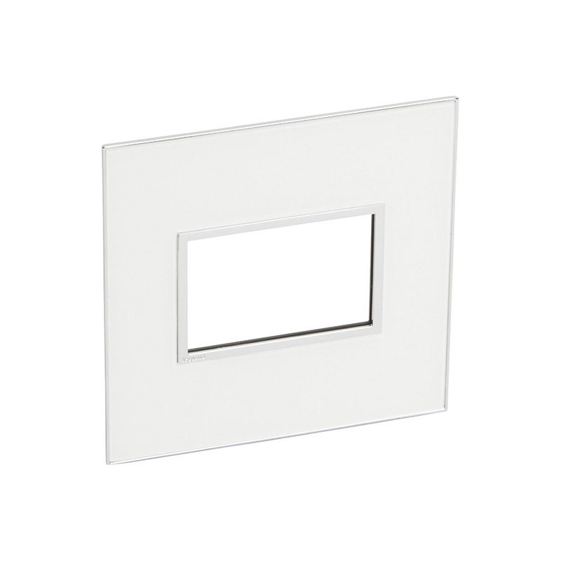 LEGRAND - Plate Arteor, Italian/US, 3 Modules, Square, 4''x4'', Mirror White
