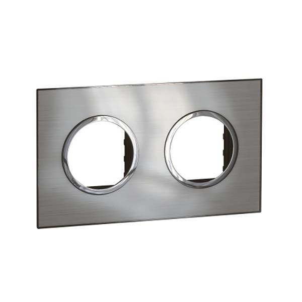 LEGRAND - Plate Arteor, French/German, Round, 2x2 Modules, Stainless Steel