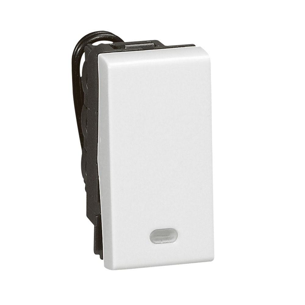 LEGRAND - 2-Way Push-Button Mosaic, w/ Led Indicator, 1 Module, White