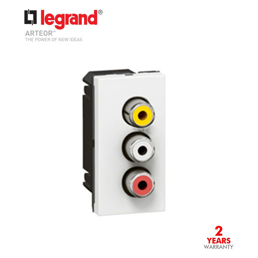 LEGRAND - Audio Video Socket 3Xfemale RCA 1Mod, White Arteor