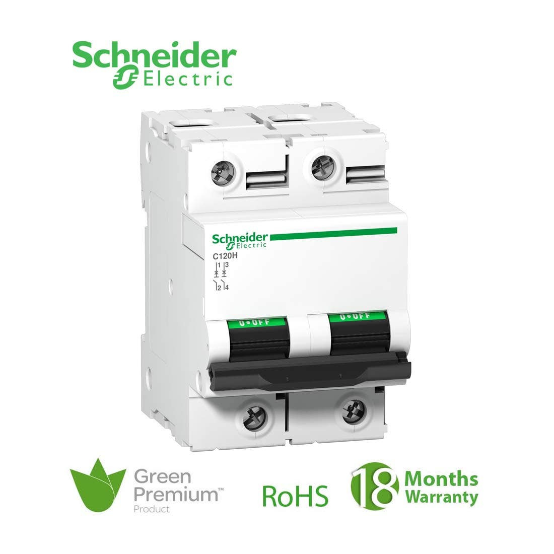 SCHNEIDER - MCB Breaker, Acti9 C120H, 2P, 100A, C curve